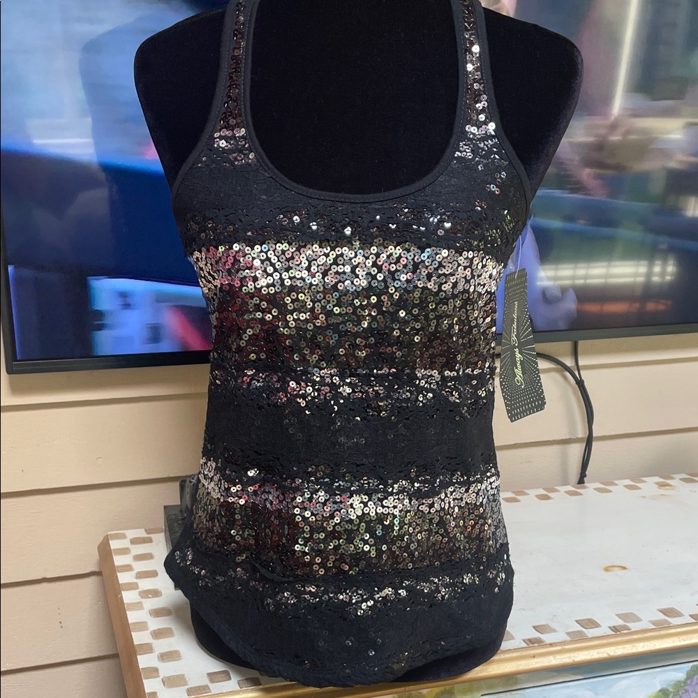NWT Almost Famous Sequin Racer Back Tank Top
